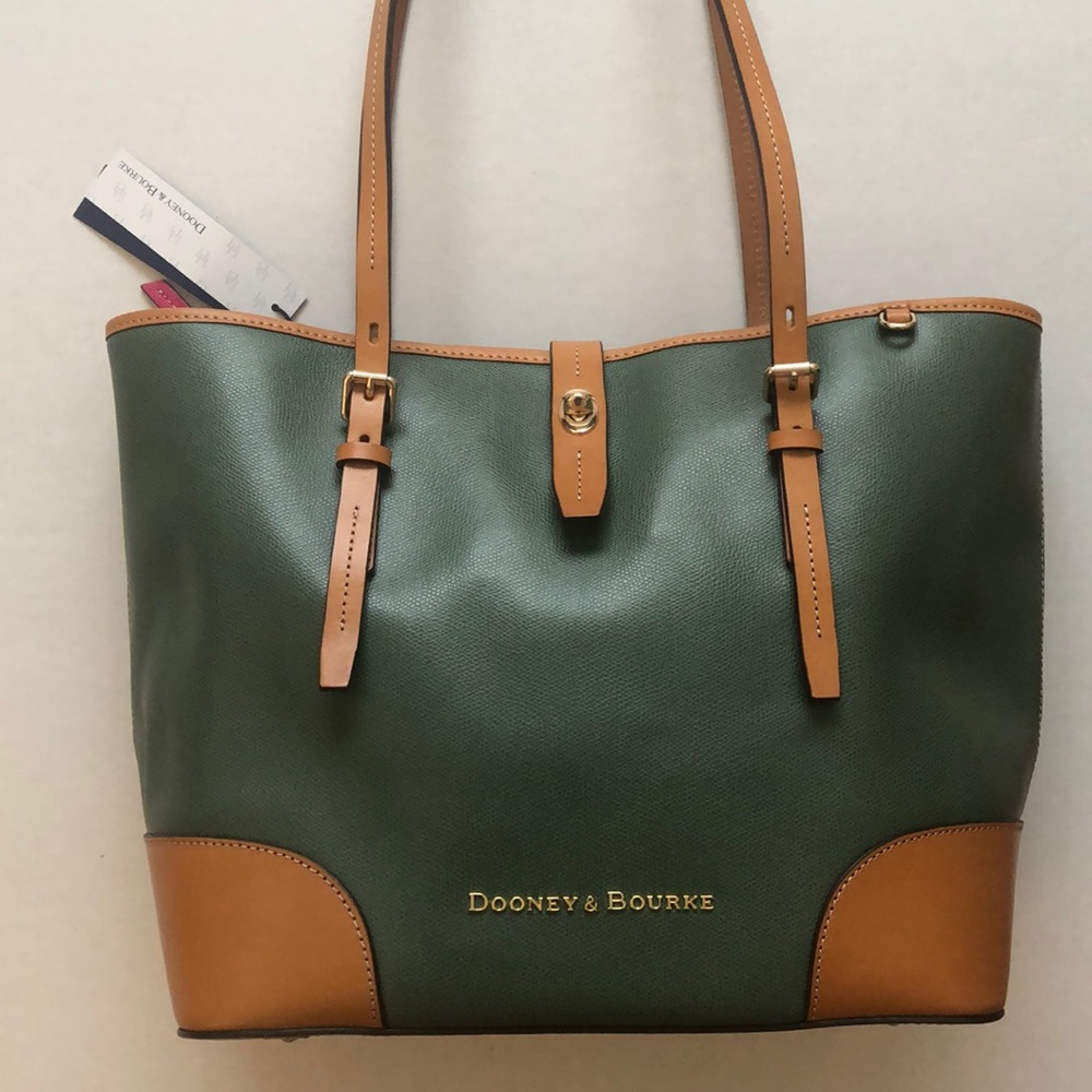 Dooney & Bourke Green and Tan Tote